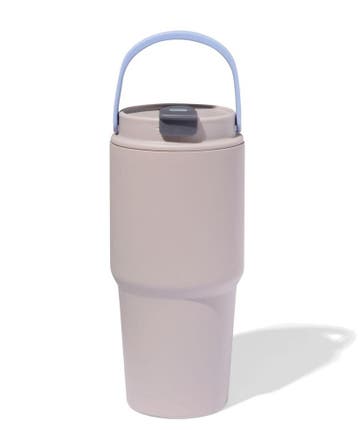 HEMA Drinkbeker met rietje 600ml rvs grijs, Verzenden, Nieuw