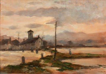 Vittorio Antonio Cargnel (1872-1931) - Landscape with, Antiek en Kunst, Kunst | Schilderijen | Klassiek