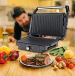 Contactgrill Zwart Zilver Vermogen 750 Watt (Kook-Bakplaten), Verzenden, Nieuw