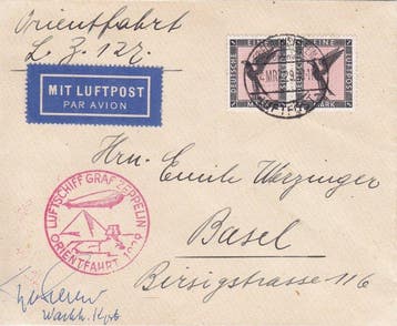 Duitse Rijk 1929 - LZ Graf Zeppelin brief voor de, Gestempeld