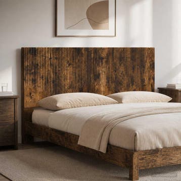 vidaXL Wandgemonteerd Hoofdeinde HOORN Gerookt eiken Bewerkt, Verzenden, Nieuw, Bruin, Hout