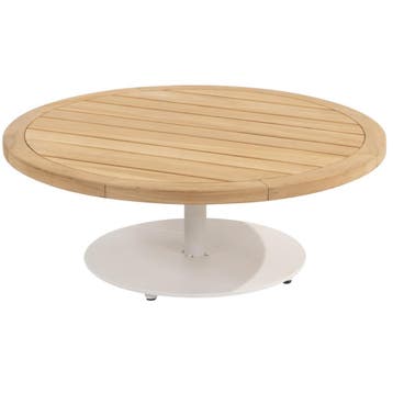 Volta teak salontafel centrale poot wit 80 cm rond 4, Tuin en Terras, Tuintafels, Ophalen of Verzenden, Nieuw