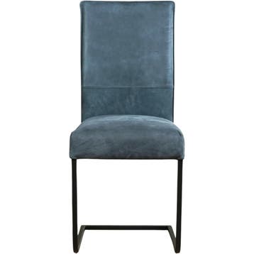 Set van 6 Leren eetkamerstoelen Remix - Kenia Denim (blauw), Ophalen of Verzenden, Nieuw, Leer, Vijf, Zes of meer stoelen