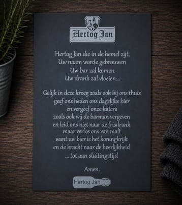 Grappig Hertog Jan bierbord – mancave / thuisbar – aluminium, Nieuw, Wandbord of Wandpaneel, Composieten, Ophalen of Verzenden