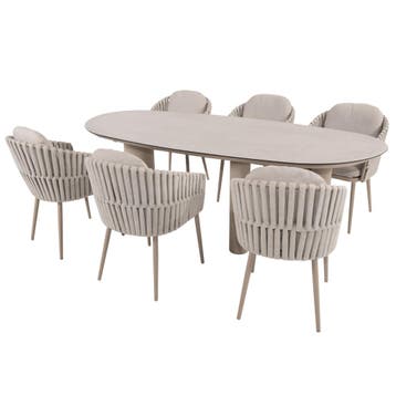 Denia Eva dining tuinset 240x105xH75 cm 7 delig keramiek, Ophalen of Verzenden, Nieuw