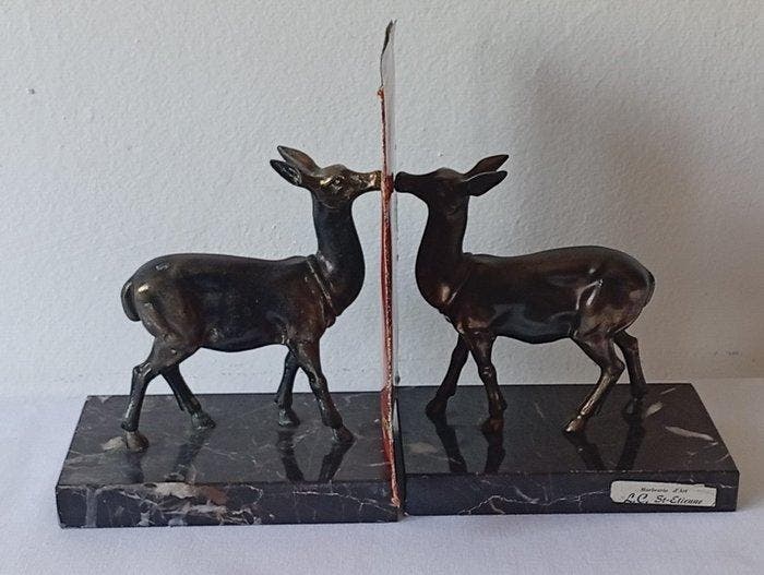 Marbrerie dArt l.C. St-Etienne - Boekensteunen (2) - Marmer, Antiek en Kunst, Curiosa en Brocante
