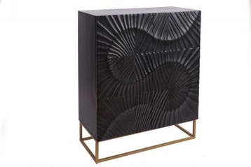 Massief dressoir SCORPION 120cm zwart mangohout met, Ophalen of Verzenden, Nieuw
