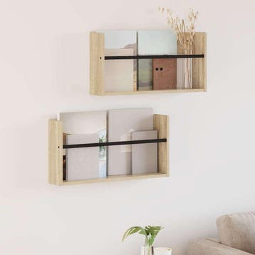 vidaXL Tijdschrift Rek 2 st Sonoma Eiken 60 x 12 x 30 cm, Huis en Inrichting, Woonaccessoires | Krantenbakken en Lectuurbakken