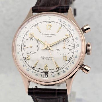 Chronographe Suisse - Cal. Landeron 187 - Plaquê Ouro -, Nieuw