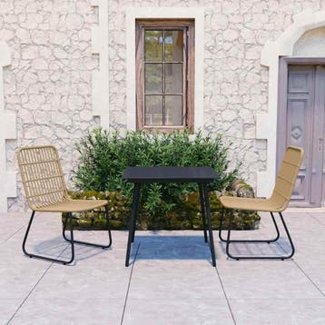vidaXL 3-delige Tuinset poly rattan en glas, Verzenden, Nieuw, 2 zitplaatsen, Tuinset