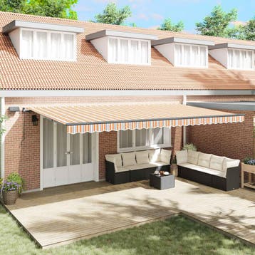 vidaXL Uitschuifbare luifel Meerkleurig 600 × 300 cm Stof en, Verzenden, Nieuw
