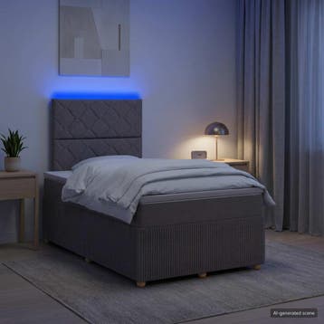 vidaXL LED Boxspring Bed met Matras Taupe 120 x 190 cm Stof, Verzenden, Nieuw, Twijfelaar, Stof