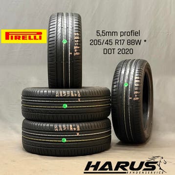 205/45/17 88W * Pirelli zomerbanden 5,5mm profiel 4X, Gebruikt, 17 inch, Band(en), Personenwagen