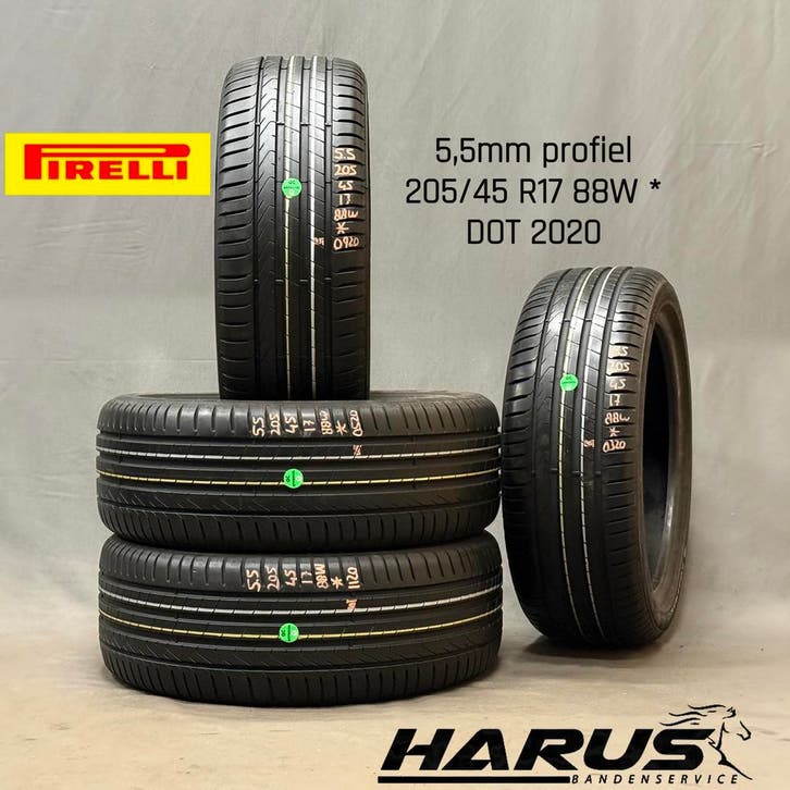205/45/17 88W * Pirelli zomerbanden 5,5mm profiel 4X, Auto-onderdelen, Banden en Velgen, 17 inch, Erkend duurzaam, Zomerbanden