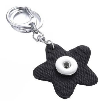 Fako Bijoux - Sleutelhanger Voor Click Buttons - Bloem Zwart, Verzenden, Nieuw