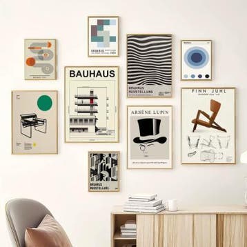 Bauhaus Zwart-Wit Minimalistische Canvas Poster Wandkunst, Nieuw