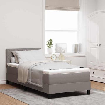 vidaXL Boxspring bed met kussen met hoofdeinde Taupe 90 x, Verzenden, Nieuw, Stof