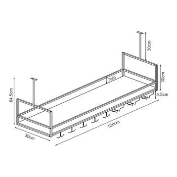 Wijnrek Borejle wandrek zwart en walnootkleurig 120x30x64 cm, Huis en Inrichting, Keuken | Keukenelementen, Verzenden, Nieuw