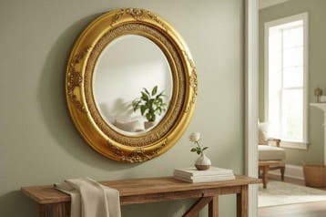 Wandspiegel - Hout - Grote spiegel 87CM diamet