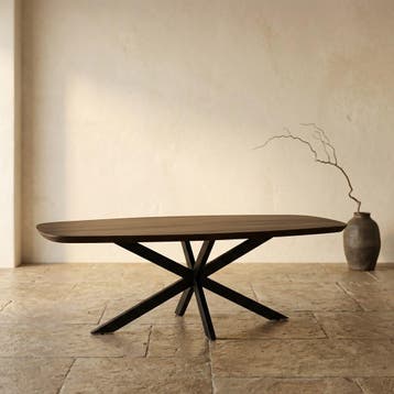 Deens ovale eettafel Madison Bruin Poot Zwart Mangohout 240, Huis en Inrichting, Tafels | Eettafels, Ophalen of Verzenden, Nieuw