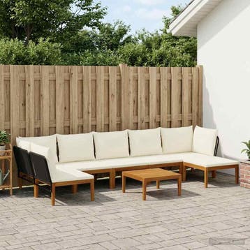 vidaXL 8 st Massief acaciahout & touw Naturel, Verzenden, Nieuw, 8 zitplaatsen