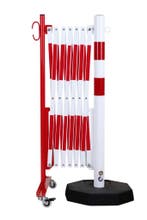 Verplaatsbare paal met harmonicahek  -  Wit & Rood  -  x, Verzenden