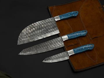 Japanese Style Kitchen Knife SET With Leather BAG Included -
