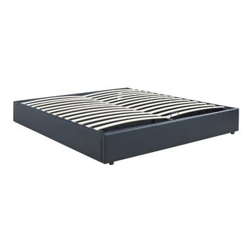Tweepersoonsbed Nola met bedbodem kunstleer 200x180 cm zwart, Verzenden, Nieuw