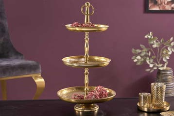 Design taartplateau ORIENT 47cm goud in wild hammer finish, Huis en Inrichting, Ophalen of Verzenden, Nieuw