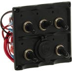 Schakelpaneel Boot 12V met 5 Schakelaars 110x100mm, Ophalen of Verzenden, Nieuw