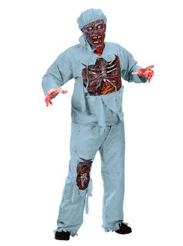 KIMU® Kostuum Zombie Chirurg Blauw Dokter Pak The Walking De, Carnaval, Nieuw, Overige maten, Ophalen of Verzenden