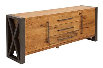 Massief dressoir THOR 200cm wilde eik geolied in industrieel, Ophalen of Verzenden, Nieuw
