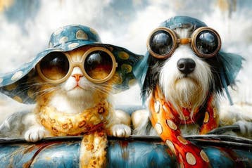 John Joseb Art glasschilderij hond poes auto vakantie humor, Oorspronkelijke maker, Verzenden, Nieuw, Schilderij