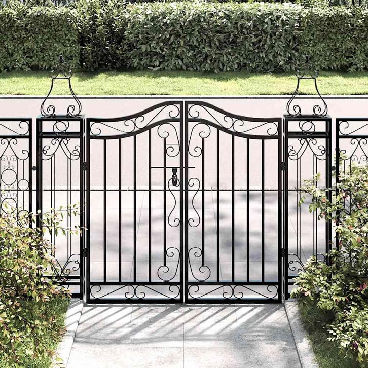 vidaXL Poort 121x8x100 cm smeedijzer zwart, Tuin en Terras, Tuinpoorten, Nieuw, Verzenden