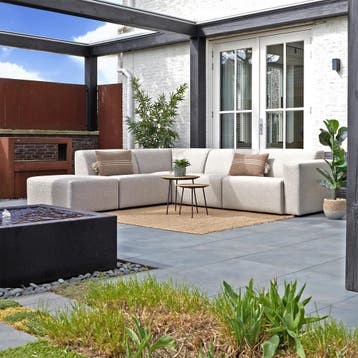*WOONWINKEL* Grote Hoek Loungeset All-weather Met Hocker Lin, Verzenden, Nieuw