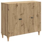 vidaXL Dressoir Artisanaal eiken 89 x 34,5 x 80 cm Bewerkt, Huis en Inrichting, Kasten | Dressoirs, Verzenden, Nieuw, Overige houtsoorten