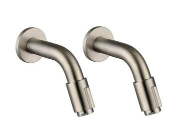 Veiling - 2x Alterna tapkraan wand 11cm Piccolo geborsteld, Nieuw