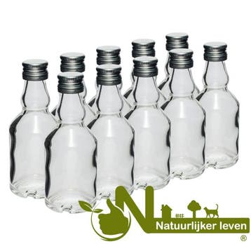 Mini glazenflesjes shotje 50ml (10 stuks), Verzenden, Nieuw