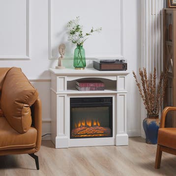HOMCOM Elektrische Haard met LED Vlammen, Verwarmingsfunctie, Verzenden, Nieuw