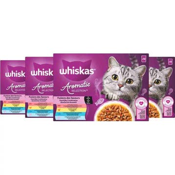4x Whiskas Kattenvoer Nat Aromatic Adult 1+ Selectie Mult..., Verzenden, Kat