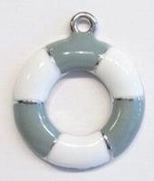 2 x Metalen hanger boei met grijs/witte epoxy 30 mm (Bedels), Ophalen of Verzenden, Nieuw, Bedel