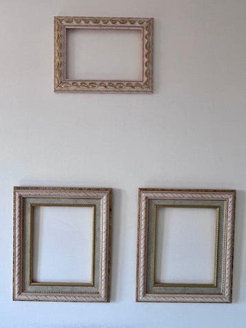 Lijst (3) - Walnoot - Set van 3 decoratieve Woode, Antiek en Kunst