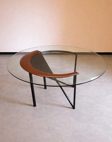 Eettafel - Glas, Leder, Metaal