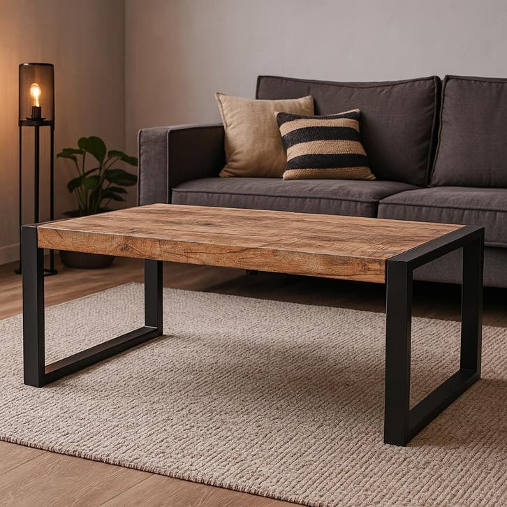 Salontafel Mangohout Britt 110 cm, Huis en Inrichting, Tafels | Salontafels, Nieuw, Overige houtsoorten, Overige vormen, Verzenden