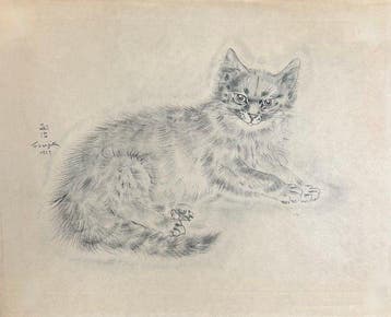 Léonard Tsuguharu Foujita (1886-1968) - Chat couché, planche