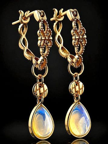 Opaloorbellen - 925 sterling zilver - goud verguld - Blauw