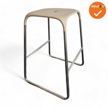 Barkruk - Design - Zandkleur - Chroom onderstel (Krukken), Werkplek, Ophalen of Verzenden, Gebruikt, Overige typen