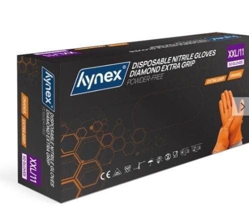 Hynex Diamond Extra Grip Nitrile PF 8,0 gr Orange 50 box, Zakelijke goederen, Partijgoederen en Retail | Verpakking en Verzending