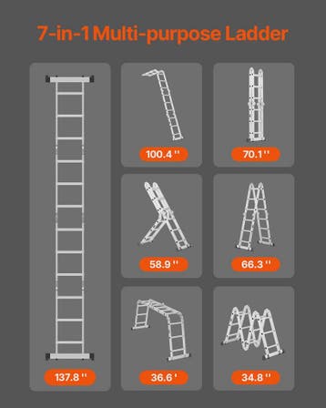 Multifunctionele Vouwladder 7-in-1 - Verstelbaar & Telescopi, Doe-het-zelf en Verbouw, Ladders en Trappen, Verzenden, Nieuw