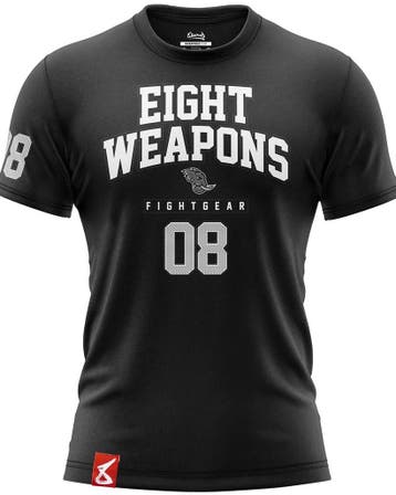 8 WEAPONS Muay Thai T-Shirt Team 08 Zwart Wit, Zwart, Vechtsport, Nieuw, Maat 46 (S) of kleiner